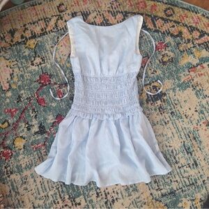 Blue and White Striped Mini Dress